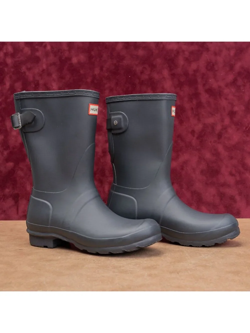 Hunter Wmn Original Back Adjustable Navy Festival Wellies Rubber Boots 6US EUR37